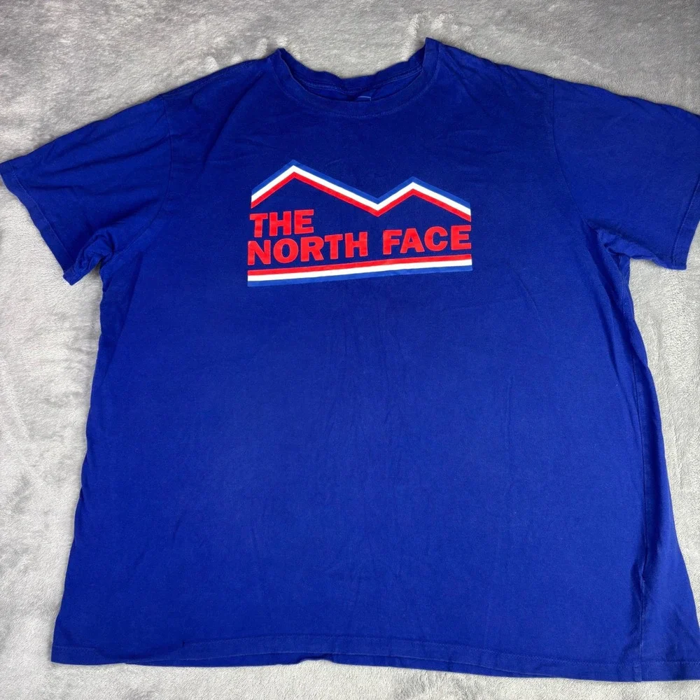 The North Face T-Shirt Men XL Blue Graphic Logo Short Sleeve Cotton Tee